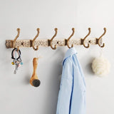 Triogift New Antique Relief Wall Mounted Coat Hook 5-row Clothes Hooks Behind-door Bag Key Storage Rack Bathroom Towel Rack 2023