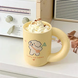 Triogift  -  Design Cream Color Mug Korean Ins Style Cartoon Rabbit Creative Milk Coffee Cup Household Simple Dessert Ice Cream Cup