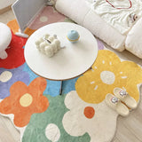 Triogift Bedroom Home Carpet Large Area Colorful Living Room Flower Thickened Decoration Rug