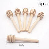 Triogift  8/10/16CM Wooden Stirrers Honey Dipper Wood Honey Spoon Stick Honey Jar Stick Collect Dispense Honey Wedding Party Gif