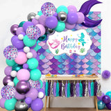 Triogift Macaron Purple Green Blue Latex Balloons Mermaid Arche Ballon Anniversaire Happy Birthday Globos Party Decoration Girl Arch Kit