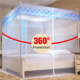 Triogift Romantic Square Lace Mosquito Net with Zipper Single Double Queen Bed Canopy Anti Insect Anti Mosquito Tent for Bed Nets Bi-door