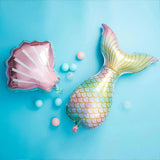 Triogift Mermaid Party Balloons 32inch 1 2 3 Foil Number Balloon Girls' Mermaid Tail Birthday Party Decorations Baby Shower Helium Globos