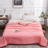 Triogift Summer Air Condition Quilt Thin Stripe Lightweight Comforter  Full Queen Breathable Sofa Office Bed Travel Quilts Throw Blanket