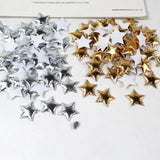 Triogift 100Pcs Gold/Silver Stars for Christmas Party Decor Foam Fabric Stars DIY Scrapbook Cards Ornaments Embellishments Accessory