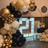 Triogift 110Pcs Black Gold White Sand Balloon Garland Arch Kit Chrome Metallic Gold Latex Balloons for Birthday Wedding Baby Shower Decor