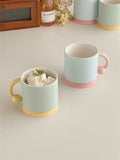 Triogift  -  Korean Style Simple Ins Style Creative Mug Ceramic Frosted Matte Glaze Niche Couple Cup with Handle Household Milk Oatmeal Cup