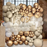 Triogift White Gold Balloon Garland Kit Birthday Baby Shower Balloons Arch Kit Latex Ballon Chain Wedding Party Decoration