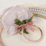 Triogift  1pc Flower Napkin Rings for Wedding Table Decoration Pearl Rose Flower Napkin Ring Festival Party Home Decoration Ornaments