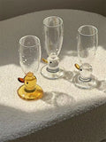 Triogift Creative Cartoon Cute Happy Duckling Water Cup Pearl Necklace Decorative Glass European-style Transparent Champagne Cups Fashion