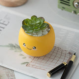 Triogift  Ceramic Succulent Flower Pot, Cute Cartoon Ornaments, Green Plant, Simple Household Vase, Home Room Decoration