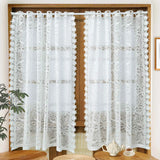 Triogift  PC White Lace Floral Hollow Sheer Short Curtain for Living Room Bay Window Drape Door Home Decoration