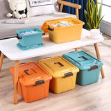 Triogift Plastic Sundries Storage Box with Handle Large Capacity Cosmetics Toy Snack Clothes Organizer Baskets Containers Home Gadgets