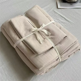 Triogift French Girls Pure Bedding Set Soft Washed Cotton Bed Sheet Quilt Cover Set Pillowcase Bed Linens Handmade Embroidery Bedding Set