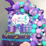 Triogift Macaron Purple Green Blue Latex Balloons Mermaid Arche Ballon Anniversaire Happy Birthday Globos Party Decoration Girl Arch Kit