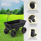 Triogift Folding Cart Poly Garden Dump Cart With Easy to Assemble Steel Frame Camping Trolley 600 Pound Capacity & 10 Inch Tires Handcart