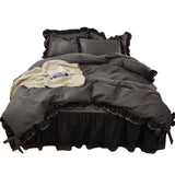 Triogift Luxury Black Princess Bedding Sets Kawaii Bed Skirt Sheet Pillowcase Fashion Girl Duvet Cover 4 Pieces Home Decoration