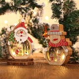 Triogift  LED Luminous Santa Claus Snowman Wooden Ornament Christmas Decorations Xmas Desktop Glowing Gift Home Decoration Party Supplies