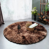 Triogift Pink Shaggy tie-dye Round Carpet Colorful Fluffy Circles Coffee Table Blanket Bedroom Hanging Basket Yoga Rug