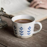 Triogift  -  1pc Ceramic Coffee Mug Flower Pattern Mug Coffee Cups Modern Porcelain Work Office Mug Milk Tea Cup for Home Office Drinkware