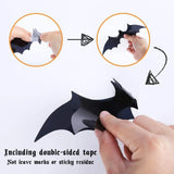 Triogift  44PCS 3D Black PVC Bat Decoration Halloween Party DIY Decor Wall Sticker Bar Room Halloween Party Scary Decoration Props