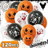 Triogift 120/12Pcs Halloween Balloons Sets Orange Black Pumpkin Ghost Inflatable Foil Balloon Halloween Themed Party Decoration Supplies