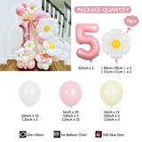 Triogift 78Pcs Daisy Pink Latex Balloon Digital Set for 1-9-year-old Children's Birthday Shower Decoration Props