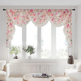 Triogift 1PC Pink Honey Peach Valance Voile Wavy Curtain Head Lace Bottom Custom Window Panel Drape for Living Room