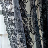 Triogift  1PC Black Side Lace Sheer Curtain for Living Room Voile Drape Kitchen Window Treatment Grommet Ring Custom