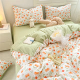 Triogift  Bedding Set Duvet Set Hot Sale Fragmented Flower French Style NEW Queen King Size Soft Comforter Sets 4pcs sheet Set