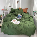 Triogift 4pcs Duvet Cover Full King Forest Green Polyester Soft Quilt Cover Home Bedding Set Comforter Cover with Flat Sheet Pillowcase