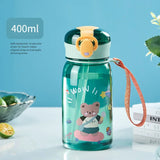 Triogift  -  1pc 400ml Kids Water Sippy Cup With Straw Cartoon Leakproof Water Bottles Outdoor Portable Drink Bottle Children's Lovely Cup