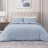 Triogift  Pure Linen Duvet Cover Set, 100% Yarn-Dyed French Linen,1 Duvet and 2 Pillowcases (Summer Sky, Queen/Full)Comforter Sets