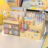 Triogift Multifunctional Kawaii Pen Holder Organizer Desktop Stationery Pencil Storage Box Drawer Desk Cute Ins Multi-layer Storage Box