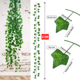 Triogift 2.1m Artificial Plant Vine Green Ivy Leaf Garland Silk Wall Hanging Vine Home Garden Decoration Wedding Party DIY Garland Leaves