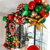 Triogift Christmas Balloon Set Candy Cane Aluminum Red Green Christmas Tree New Year Party Balloon Chain Arch Decoration Supplies Gifts