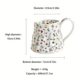 Triogift 1pc 600ml Ceramic Coffee Mug with Floral Design Insulated Multipurpose Cup for Hot and Cold Beverages Hand Wash Only Reusable