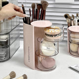 Triogift Rotating Powder Puff Storage Box Dust-proof Desktop Beauty Egg Air Cushion Rack Multi-layer Lipstick Makeup Brush Storage Rack