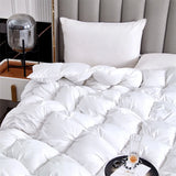 Triogift High Grade 100% White Goose Down Quilt Winter Warm Feather Duvet Queen King Cozy Lightweight 3D Bread Comforter Pinch Pleated