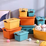 Triogift Plastic Sundries Storage Box with Handle Large Capacity Cosmetics Toy Snack Clothes Organizer Baskets Containers Home Gadgets