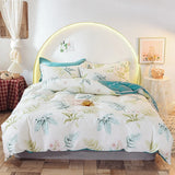 Triogift 100% Cotton Bedding Set Duvet Cover Pillowcases Breathable Skin-friendly Freshing Floral Style 16 Sizes