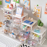 Triogift Student Desktop Stationery Storage Box, Office Drawer Style Tape Hair Accessory Storage Cabinet