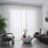 Triogift White Plush Balls White Sheer Curtain for Living Room Voile Drape Window Kitchen Balcony Organza Home Decoration