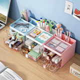 Triogift 1PCS 2-laye Creative Pen Holder Transparent Drawer Rabbit Storage Box Children Girls Student Office Bedroom Desktop