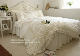 Triogift Luxury Ruffle duvet cover queen pure cotton bedding king duvet cover lace bed princess quilt cover duvet set bag in a bed