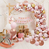 Triogift Macaron Pink Balloon Garland Arch Kit Wedding Birthday Party Decoration Kids Globos Gold Confetti Latex Ballon Baby Shower Girl