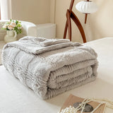 Triogift  Multifunctional faux fur winter blanket with zipper thicken bed linen fluffy Comforter Duvet cover bed Plaid plush sofa blankets