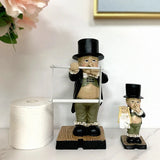 Triogift  Creative Spoof Paper Holder Statue Cute Funny Decorative Sculpture Resin Figure Butler Shape Tissue Stand Rack Toilet Decoration