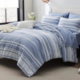 Triogift Comforter Set, Striped Bedding Set All Season, Bed in a Bag with Comforter, Sheets, Pillowcases & Shams, Twin, Cal King