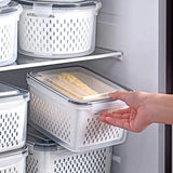 Triogift Refrigerator Storage Box Fridge Organizer Fresh Vegetable Fruit Boxes Drain Basket Storage Containers Pantry Kitchen Organizer